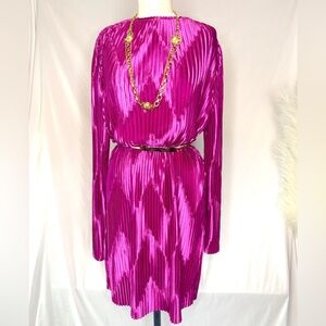 GIVENCHY fuchsia, zigzag Chevron Midi “As Seen on TV” Dress NWT
